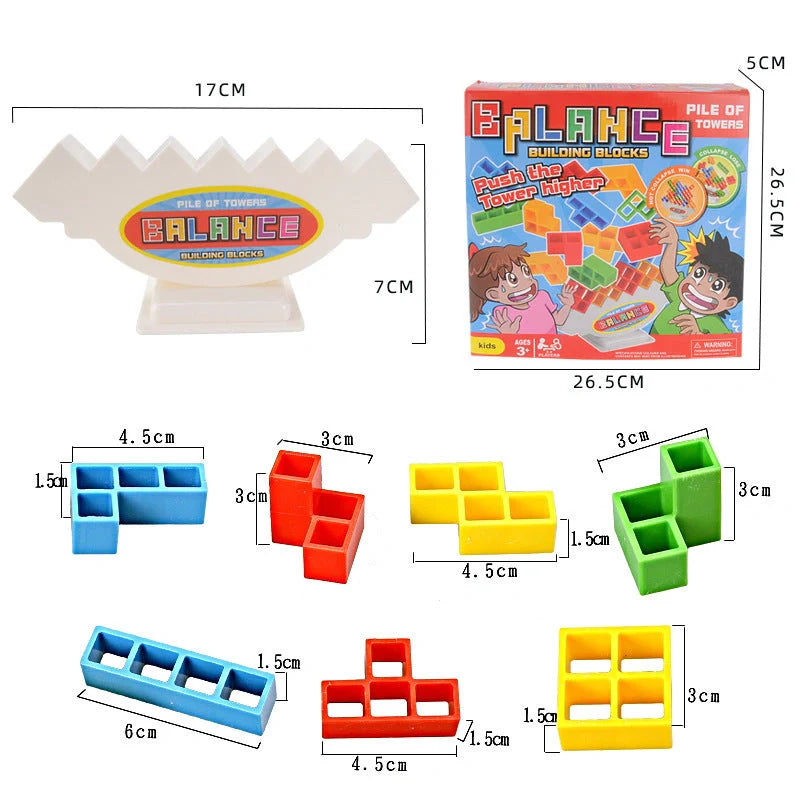 Colorful plastic stacking blocks for kids and adults, perfect for learning and family games