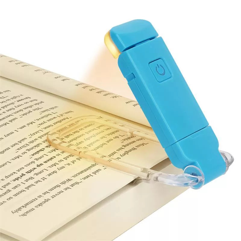 Adjustable LED USB rechargeable book light with flexible holder for nighttime reading