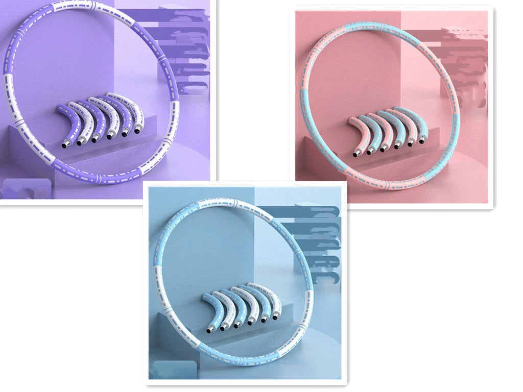 Adjustable Fitness Hoop in blue and white for waist and hip training