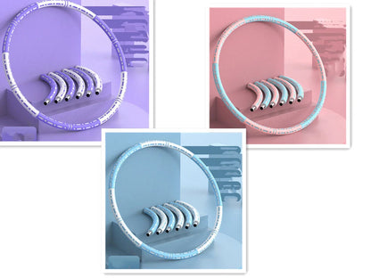 Adjustable Fitness Hoop in blue and white for waist and hip training