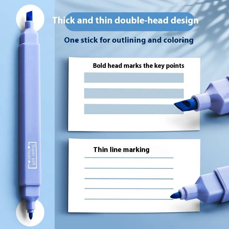 Double-headed fluorescent marking pens showing 2.5mm and 5mm tips with Sweet and Salt colour series options