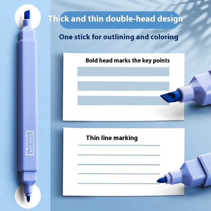 Double-headed fluorescent marking pens showing 2.5mm and 5mm tips with Sweet and Salt colour series options