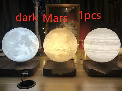 Magnetic levitation moon lamp with 14cm 3D printed moon floating 15mm above a wooden base, touch switch night light