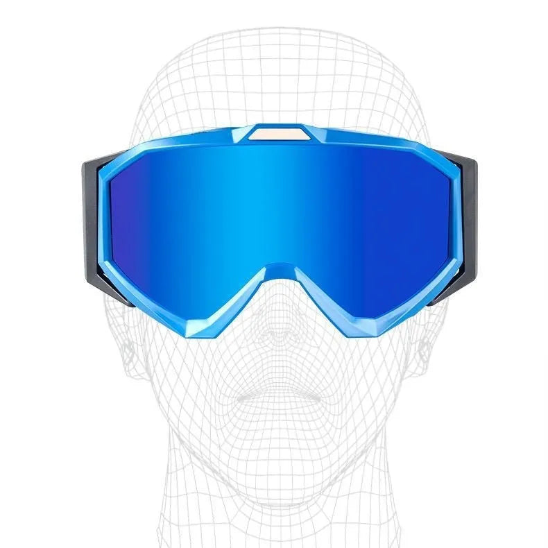 Motorcycle goggles with double-layer anti-fog lens and flexible TPU frame in multiple colour options.