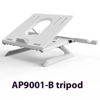 Adjustable aluminum alloy laptop stand with cooling feature and phone holders