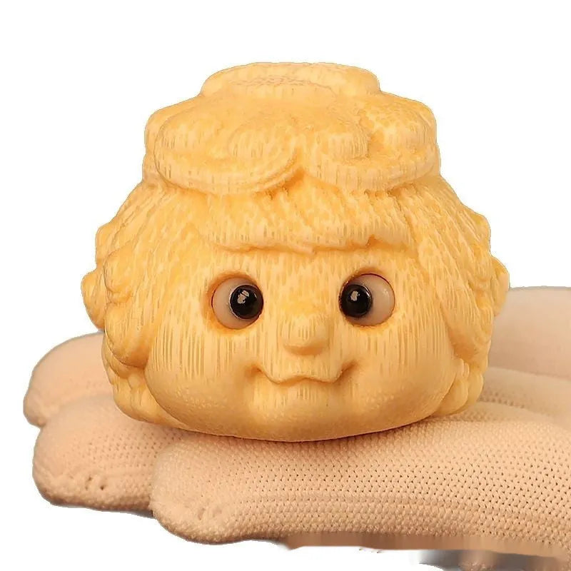 Solid bamboo carving golden toad princess ornament measuring 5.0 cm for household decorative display