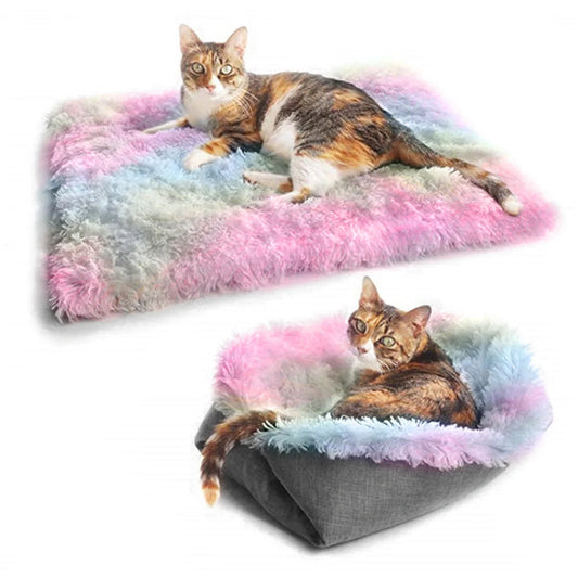 Foldable fleece pet bed mat for dogs and cats, warm and comfortable sleeping area