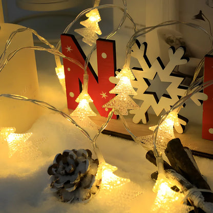 LED Christmas light string in deer shape, 1.5m length with 10 beads emitting 3000 lm, battery box and PVC construction for holiday decor