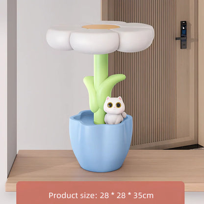 Sunflower sculpture key storage lamp with 28cm resin tray and USB power cable