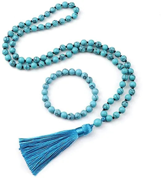 Handcrafted natural stone bracelet with alloy volcano white turquoise charm in a simple design.