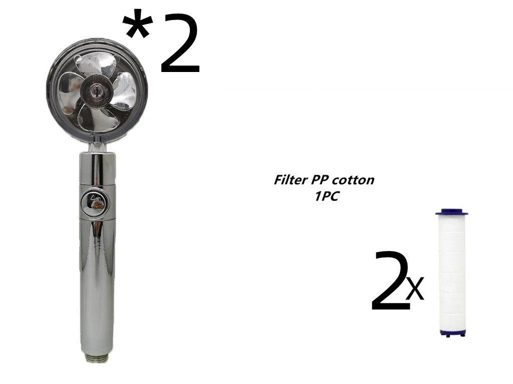 High-Pressure Handheld Shower Head with Turbo Propeller and Cotton Filter for Luxurious Spa-Like Shower Experience