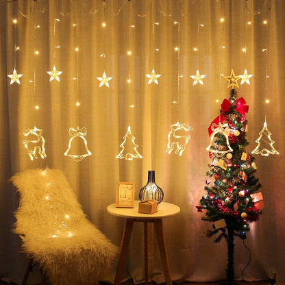 Christmas Deer Tree Bells Star String Fairy Lights for festive holiday decoration