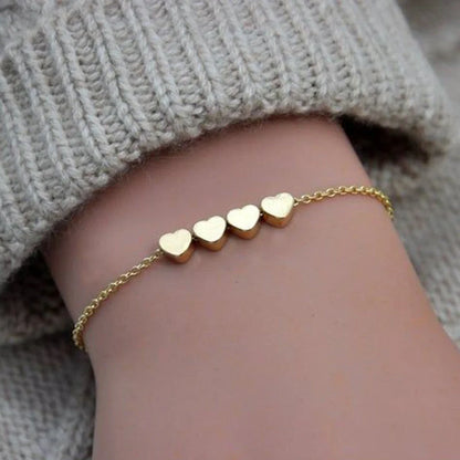 Korean Fashion Thin Chain Heart Bracelet for Women in gold and silver options