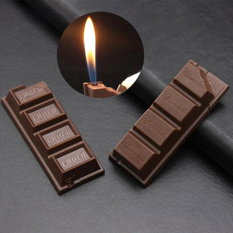 Chocolate-shaped torch lighter with butane refill for cigarettes and cigars
