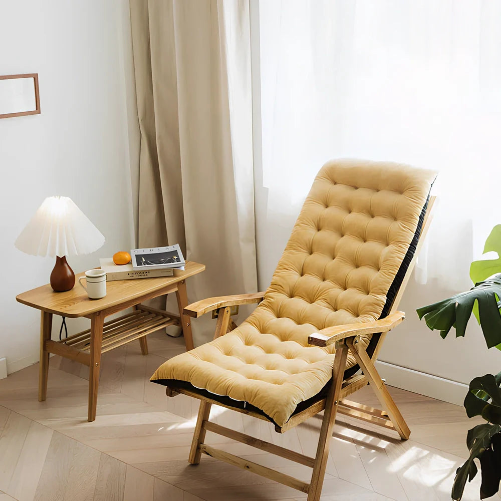 Thickened folding chair cushion with 8cm padding in crystal velvet fabric measuring 100x40cm