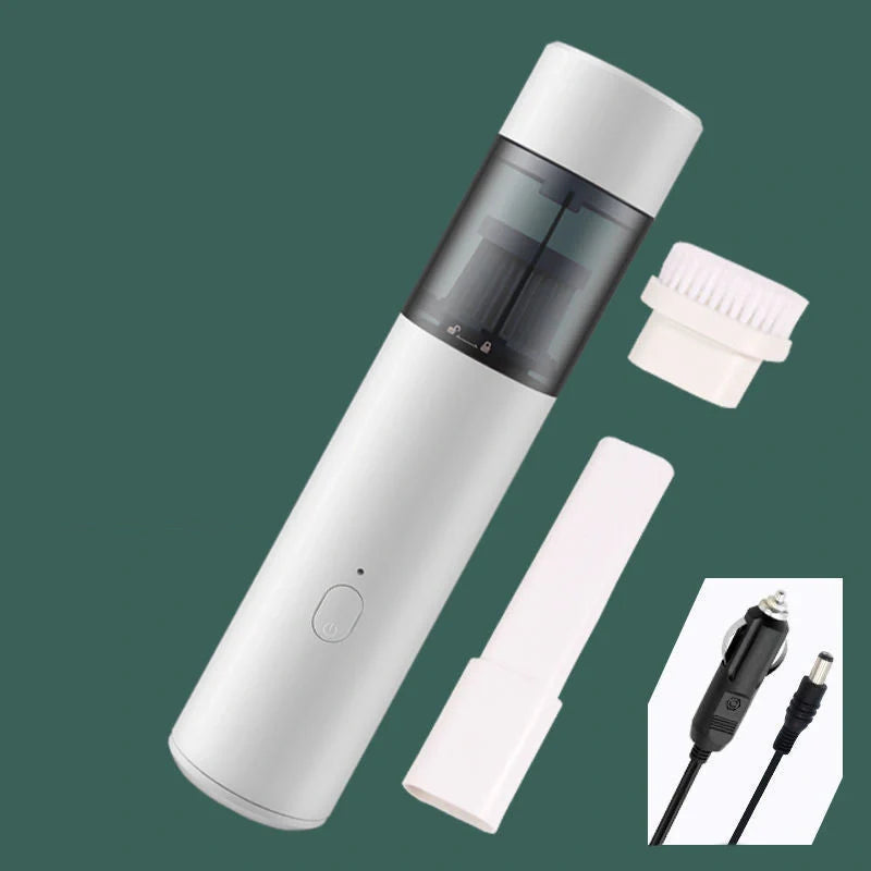 Mini car vacuum cleaner with wireless charging in black and white options