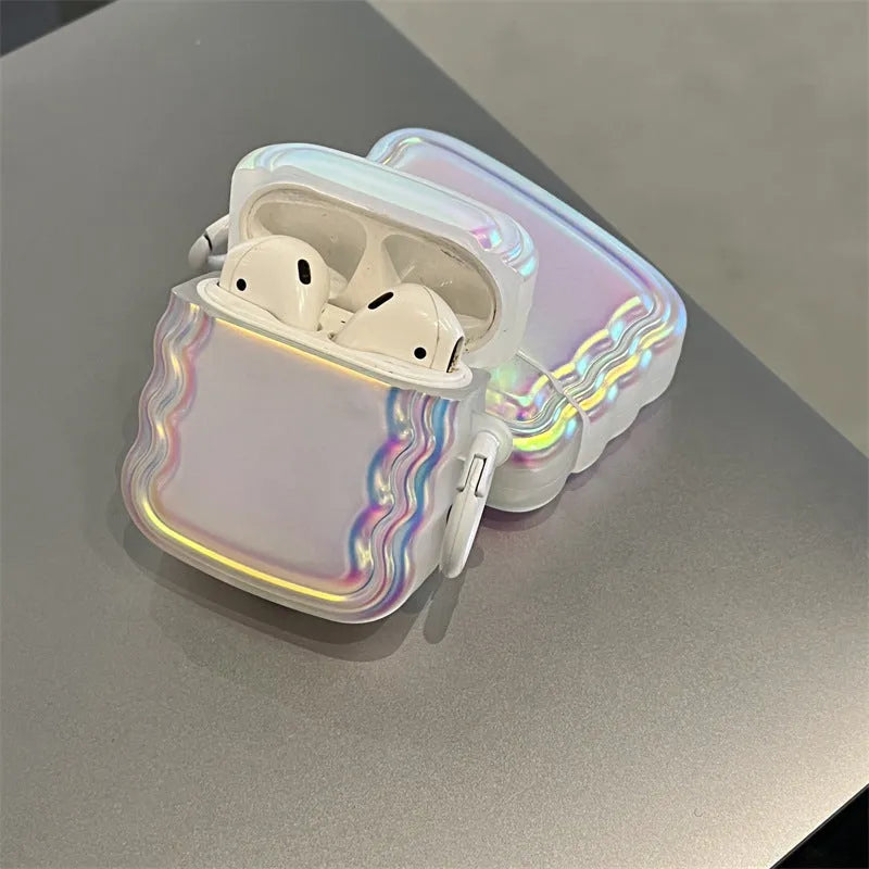Silicone AirPods case with laser engraved ring design on protective earphone cover
