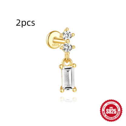 S925 sterling silver water drop shaped earrings with a flat spiral design in a gold electroplated finish.