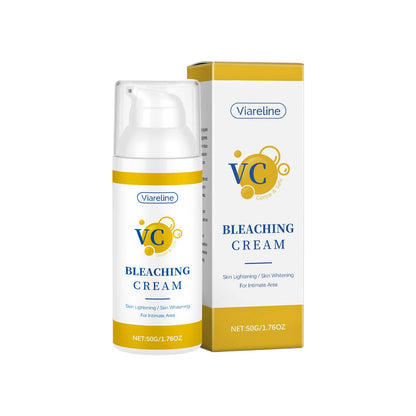 Jar of 50g skin lightening cream with vitamin C for pigmentation treatment.