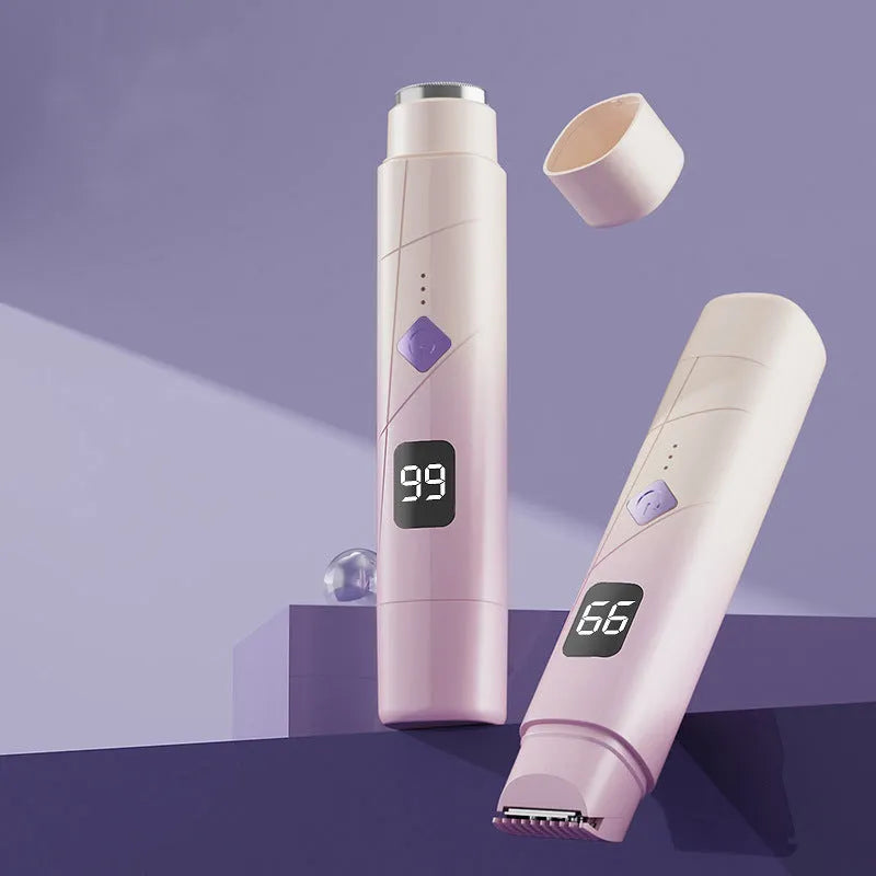 Digital display Type-C USB women's shaver in gradient purple colour for full-body hair removal.