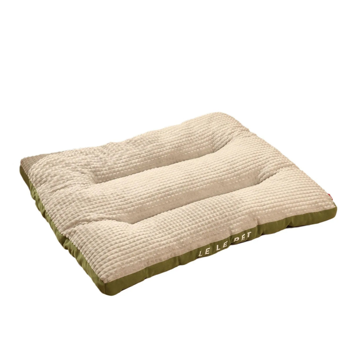 Coffee coloured detachable fleece dog bed for large breeds, shown with blanket removed.