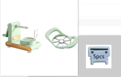 Hand-cranked ABS plastic peeler machine with suction cup base in light green colour