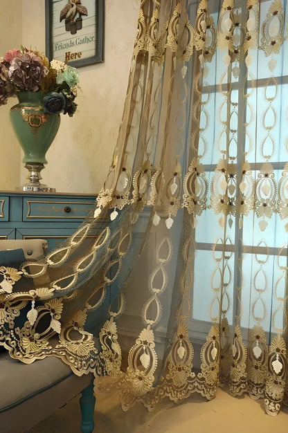Italian flannel embossed embroidered window screen with plant patterns and full shading capability