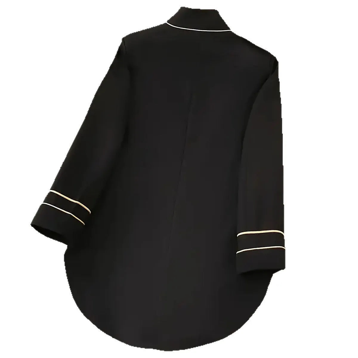 Women's slim irregular polyester coat with black ribbon lining, regular sleeve, 50cm length, sizes S-XXL