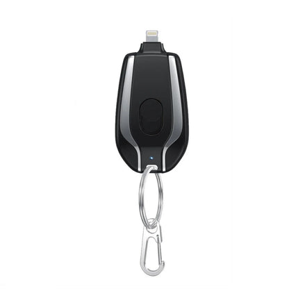 Compact 1500mAh Mini Portable Power Bank with Waterproof Rubber Exterior, Carabiner Clip, and Fast Type-C Charging