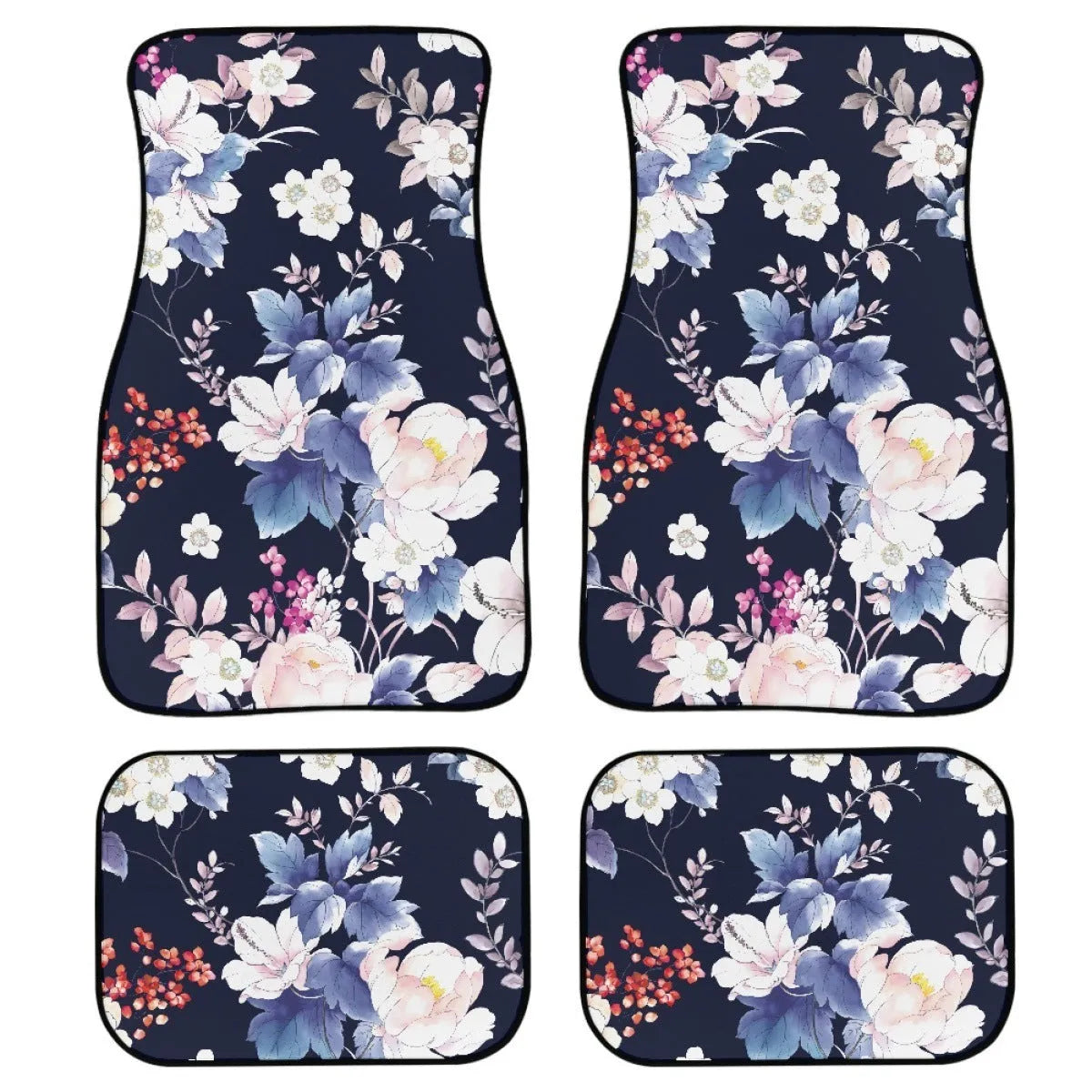 Printed rubber car foot mat set with 20mm thickness and waterproof lining in black