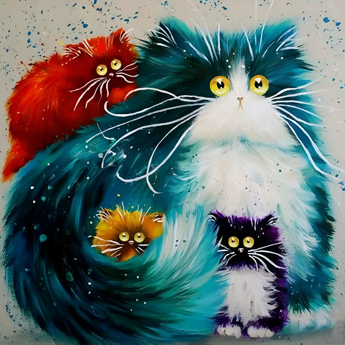 Scared or Surprised cat DIY paint by numbers kit with acrylic paints, canvas, and brushes.