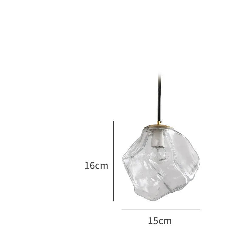 Glass ice cube chandelier in smoky grey, cognac or clear with black hanging wire, 11W-15W LED, 4000K