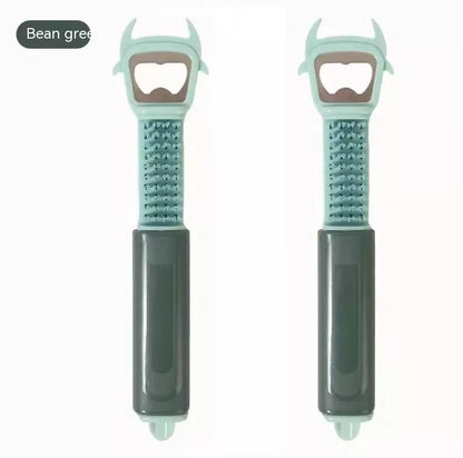 Portable plastic fruit peeler in golden yellow, beige pink, bean green, and gray white