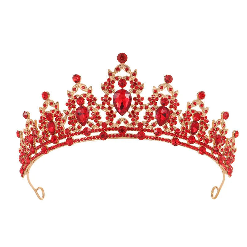 Baroque crown bride headdress in alloy with rhinestone embellishment on a white background.