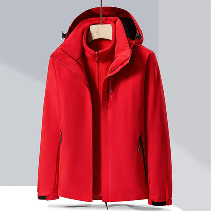 Three-in-one removable mountaineering suit in fluorescent colours for outdoor sports