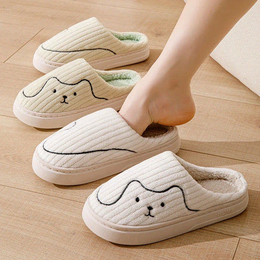 Cozy cat-themed indoor slippers with plush upper, rubber non-slip sole, and vibrant color options