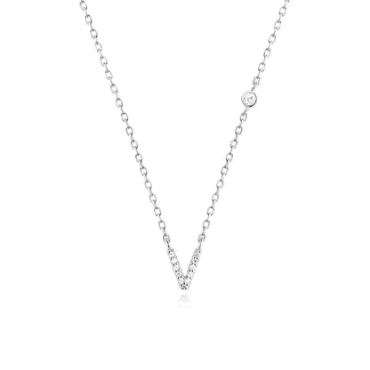 Custom Initial Necklace with sparkling CZ pendant, available in gold or silver finish