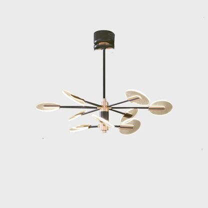 Nordic iron frame chandelier with multiple acrylic shades in a pendant design