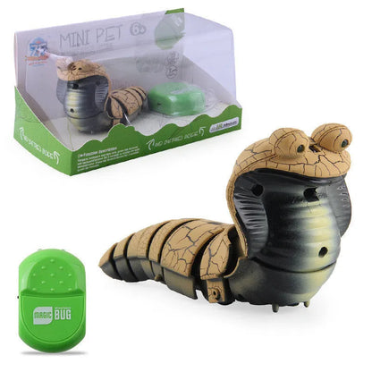 Smart sensing electronic snake cat toy with segmented body for realistic slithering motion on floor.
