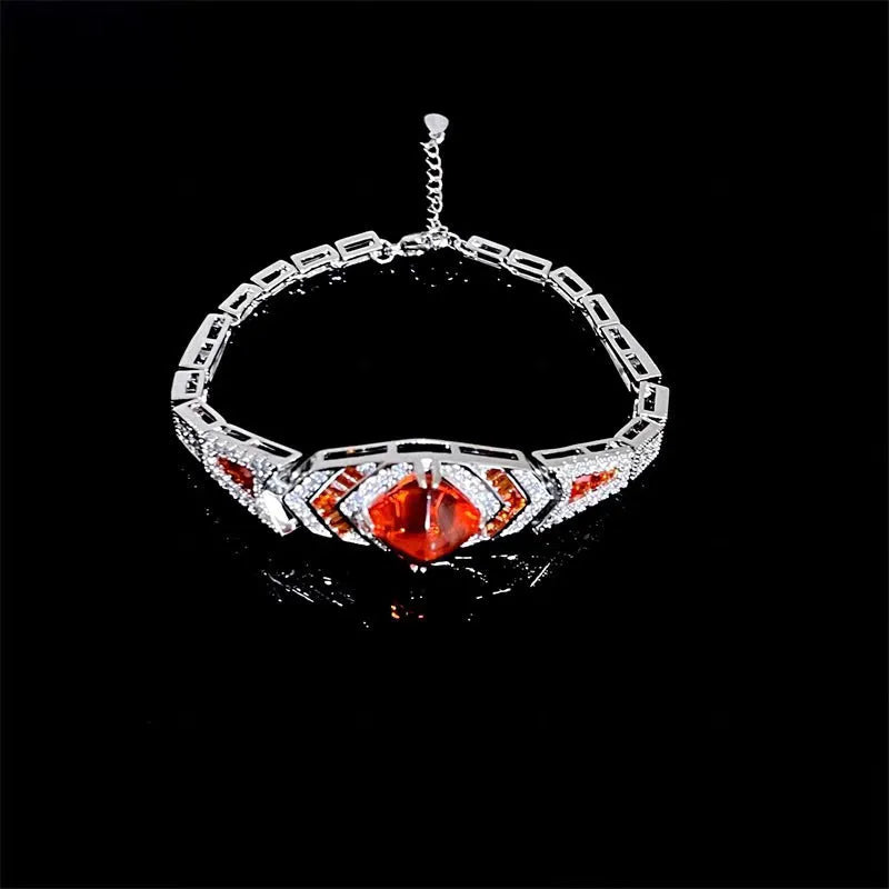 Retro zircon emerald bracelet for women, copper electroplated, round design, colour SL1266