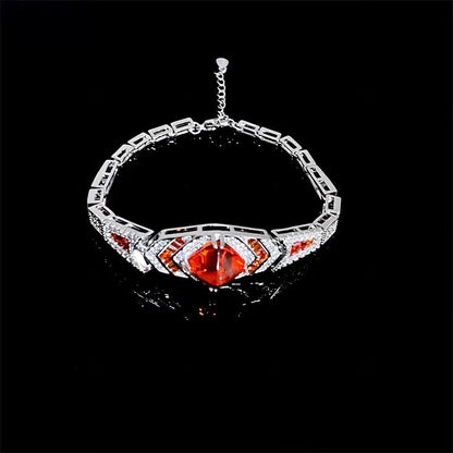Retro zircon emerald bracelet for women, copper electroplated, round design, colour SL1266