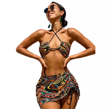 European and American sexy bikini three-piece vacation swimwear in various colors