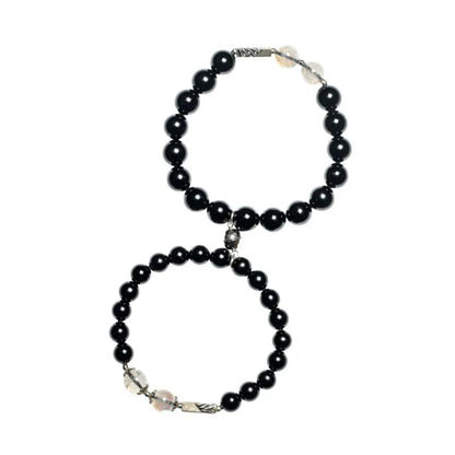 Obsidian Buddha beads couple bracelet DIY set with 8mm and 10mm sizing
