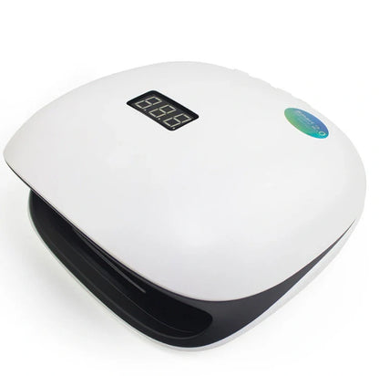 SUN4 white nail lamp with LCD display showing countdown timer and interior LED lights