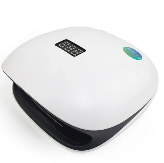 SUN4 white nail lamp with LCD display showing countdown timer and interior LED lights