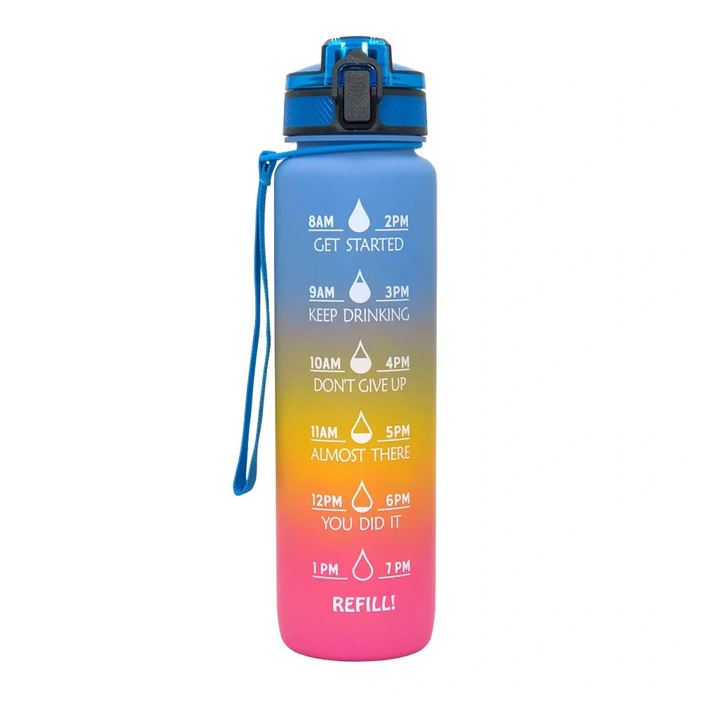 1000ml gradient sports water bottle with 29.5cm height and food-grade plastic construction