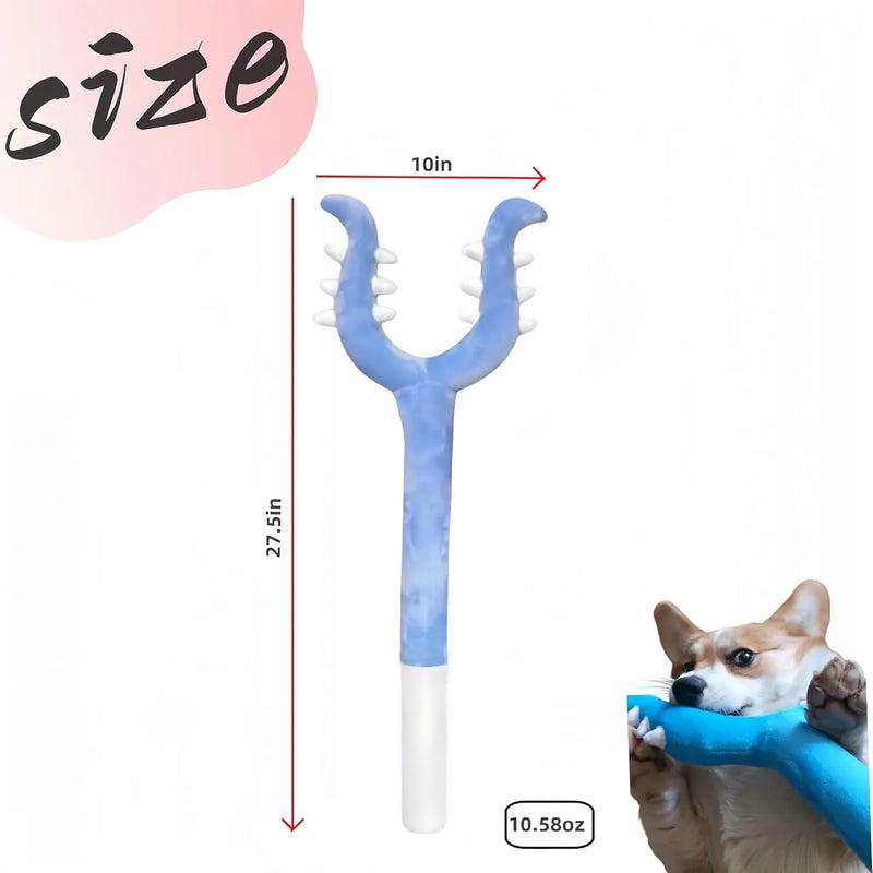 Plush cat wand toy with 70cm length for interactive play with indoor cats, featuring a soft plush head filled with foam, available in blue or pink, to engage pets and deter naughty behaviour during play.