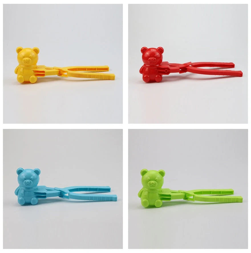 Heart-shaped red snowball maker for kids, durable plastic winter toy