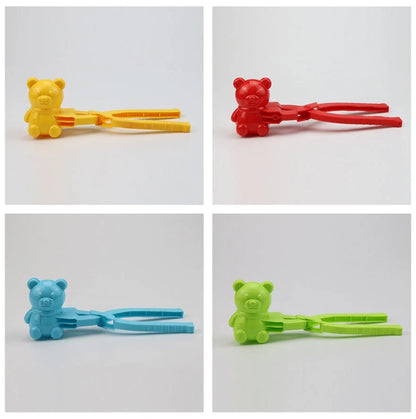 Heart-shaped red snowball maker for kids, durable plastic winter toy