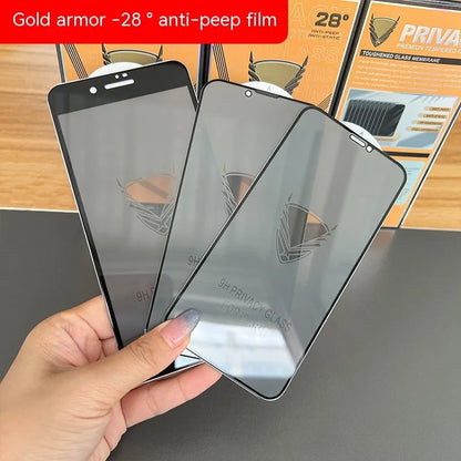 Anti-peep HD glass screen protector with 0.3mm high aluminium glass for iPhone models
